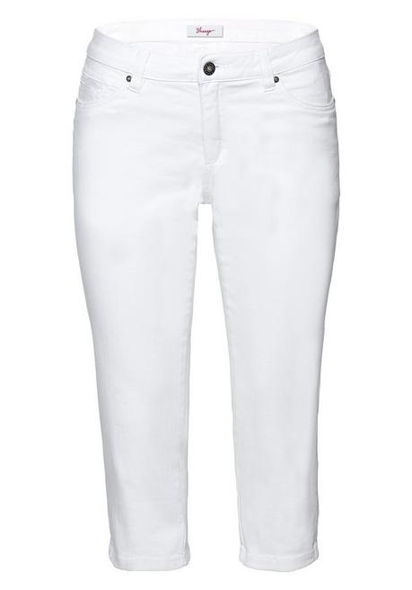 Sheego Caprijeans Mit Used-Effekten - White Denim Sheego