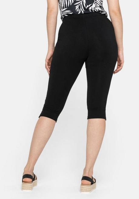 Sheego Caprileggings Mit Raffung Und Deko-Knöpfen Am Saum - Schwarz Sheego