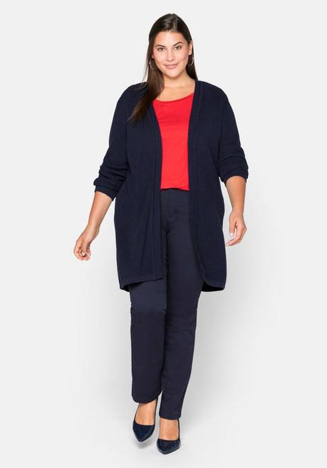 Sheego Cardigan Aus Grobstrick, In Offener Form - Marine Sheego