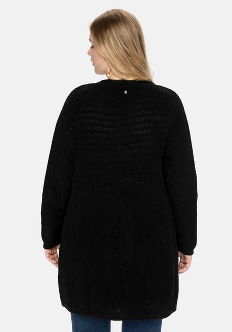 Sheego Cardigan Aus Grobstrick, In Offener Form - Schwarz Sheego