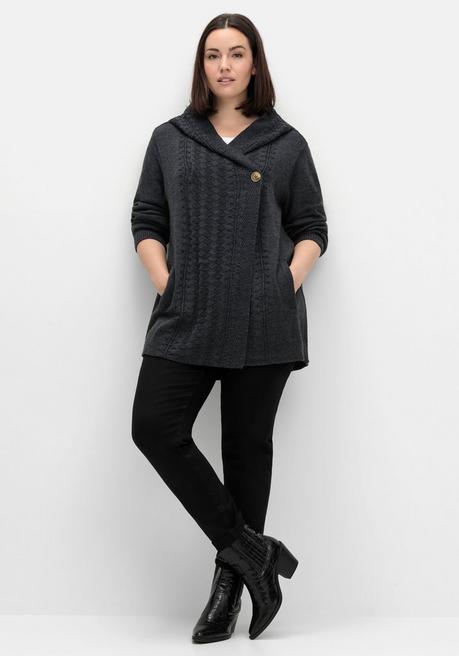 Sheego By Joe Browns Cardigan Mit Kapuze Und Knopfverschluss - Anthrazit Sheego