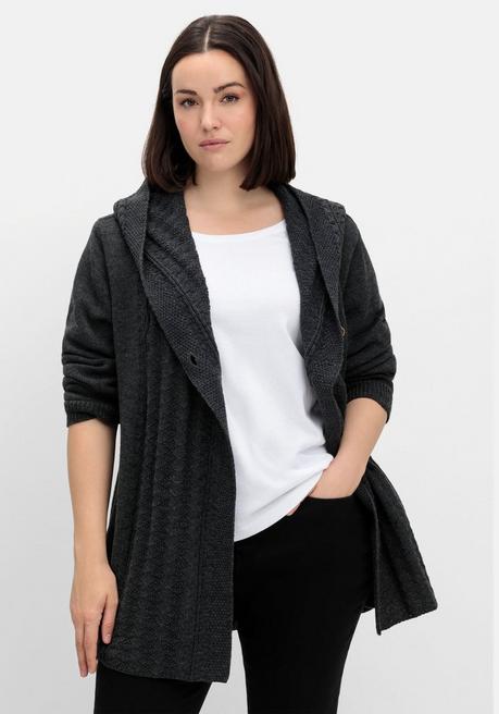 sheego by Joe Browns Cardigan mit Kapuze und Knopfverschluss - anthrazit sheego