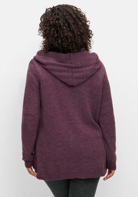 Sheego By Joe Browns Cardigan Mit Kapuze Und Knopfverschluss - Brombeer Sheego