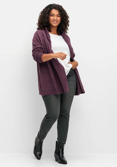 Sheego By Joe Browns Cardigan Mit Kapuze Und Knopfverschluss - Brombeer Sheego