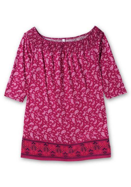 Sheego Carmenshirt Mit Paisleymuster Und 3/4-Arm - Beere Gemustert Sheego