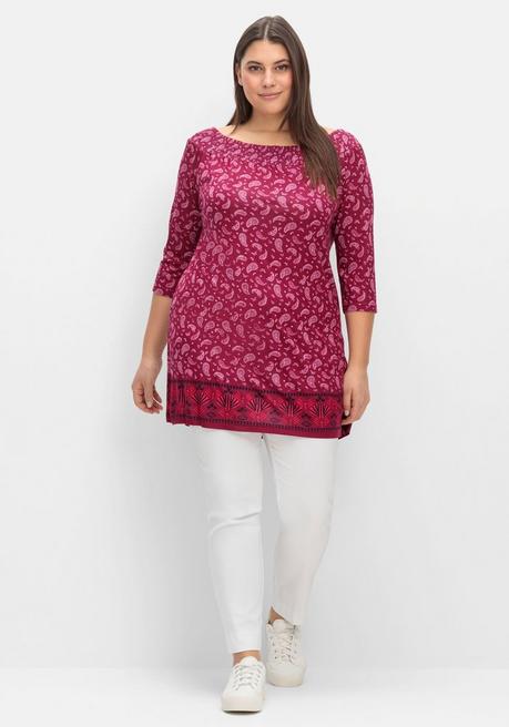 Sheego Carmenshirt Mit Paisleymuster Und 3/4-Arm - Beere Gemustert Sheego