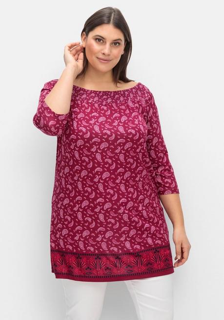 sheego Carmenshirt mit Paisleymuster und 3/4-Arm - beere gemustert sheego