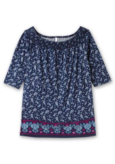 Sheego Carmenshirt Mit Paisleymuster Und 3/4-Arm - Nachtblau Gemustert Sheego