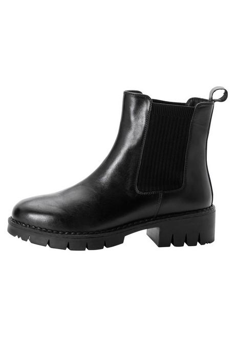 Sheego Chelsea-Boots Mit Stark Profilierter Sohle, Aus Leder - Schwarz Sheego