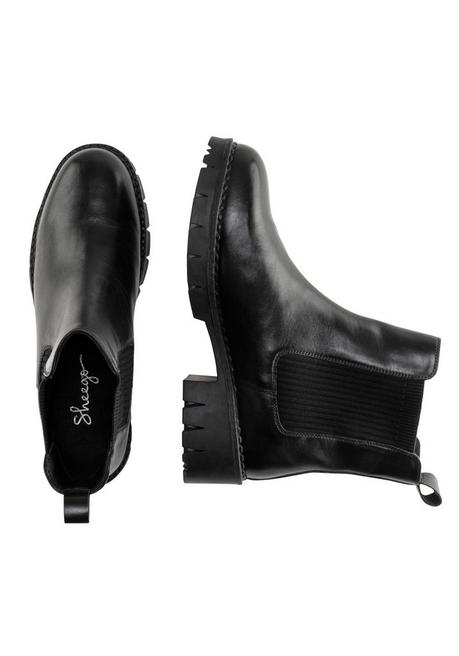 Sheego Chelsea-Boots Mit Stark Profilierter Sohle, Aus Leder - Schwarz Sheego