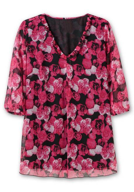 Sheego X Fair Lady Chiffon-Tunika Mit Blütenprint - Orchidee Gemustert Sheego