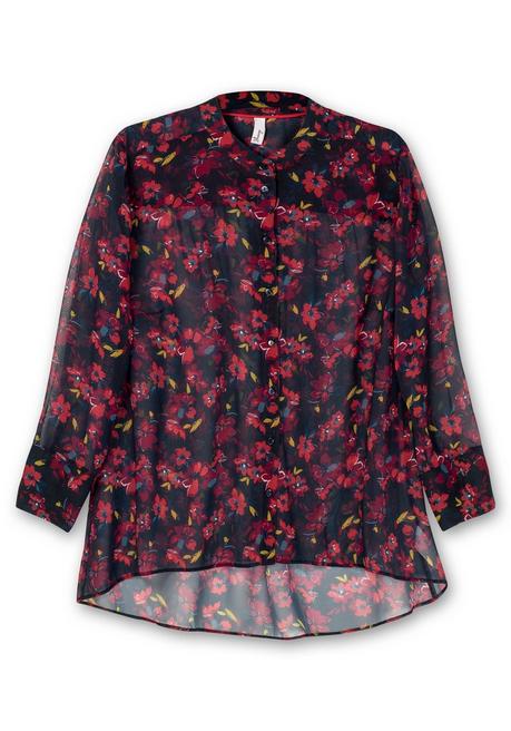 Sheego Chiffonbluse Mit Blumen-Alloverprint - Nachtblau Gemustert Sheego