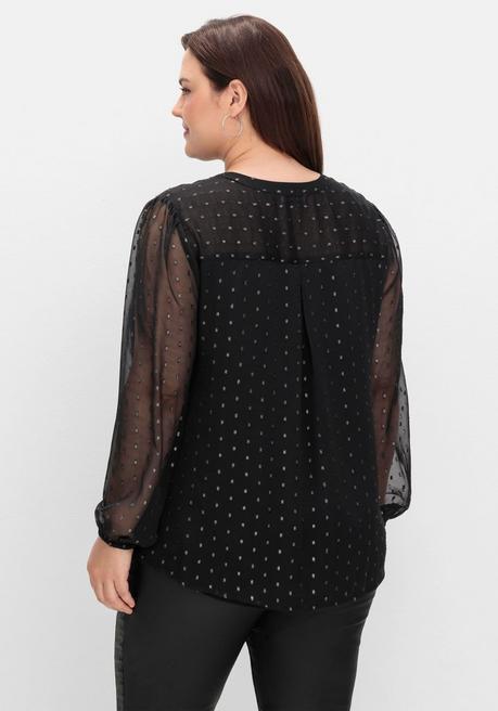 Sheego By Joe Browns Chiffonbluse Mit Eingewebten Glanzfäden - Schwarz Gemustert Sheego