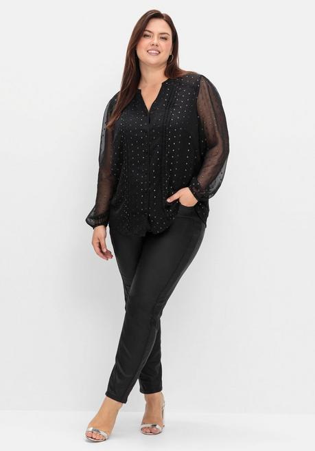 Sheego By Joe Browns Chiffonbluse Mit Eingewebten Glanzfäden - Schwarz Gemustert Sheego