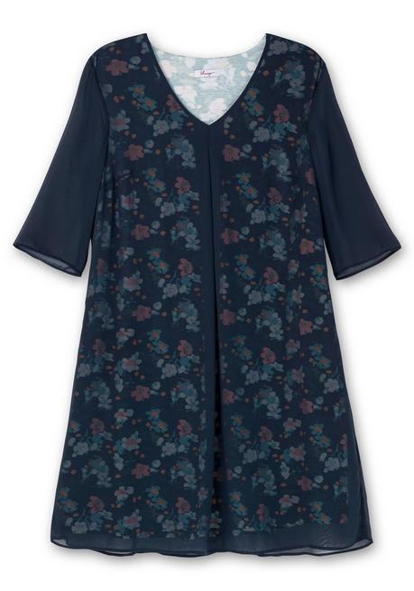 Sheego Chiffonkleid Im Lagenlook, Mit Blumenprint - Nachtblau Bedruckt Sheego