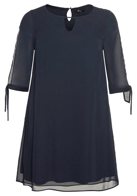 Sheego Chiffonkleid Im Lagenlook, Mit Geschlitztem Ärmel - Nachtblau Sheego