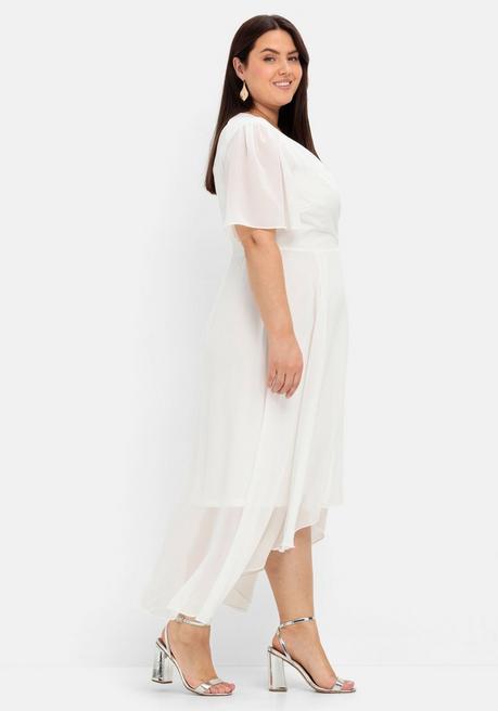 Sheego Chiffonkleid Im Lagenlook, Mit Unterkleid - Offwhite Sheego