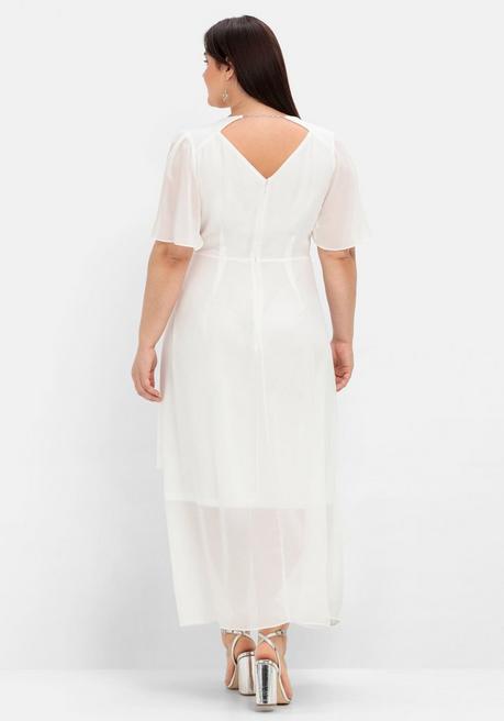 Sheego Chiffonkleid Im Lagenlook, Mit Unterkleid - Offwhite Sheego