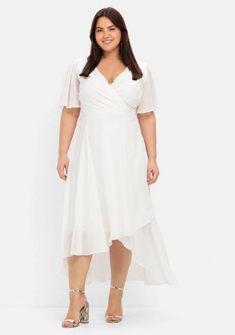 sheego Chiffonkleid im Lagenlook, mit Unterkleid - offwhite sheego