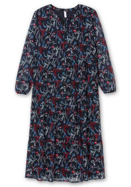 Sheego Chiffonkleid In Maxilänge, Mit Alloverprint - Tiefblau Gemustert Sheego