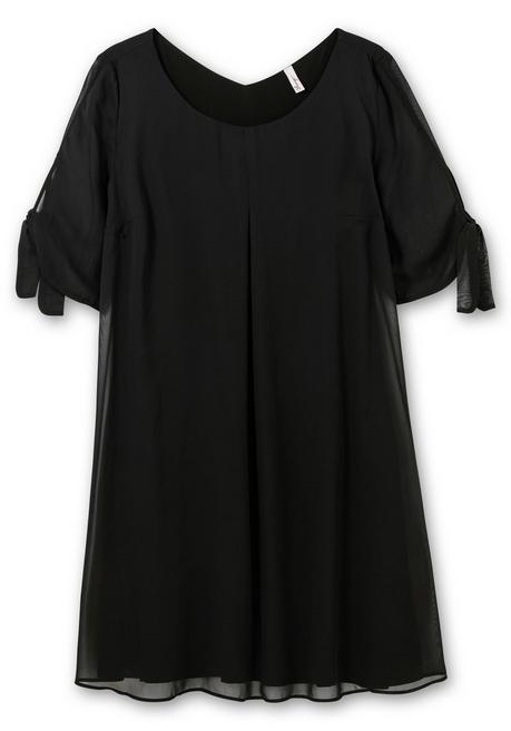 Sheego Chiffonkleid Mit 3/4-Ärmeln, In Midilänge - Schwarz Sheego