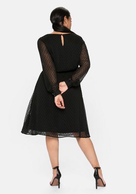 Sheego Chiffonkleid Mit 3D-Effekt, Mit Unterkleid - Schwarz Sheego