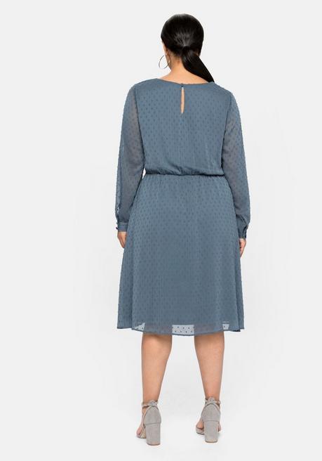 Sheego Chiffonkleid Mit 3D-Effekt, Mit Unterkleid - Stahlblau Sheego