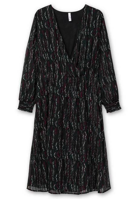 Sheego Chiffonkleid Mit Alloverprint, In Wickeloptik - Schwarz Gemustert Sheego
