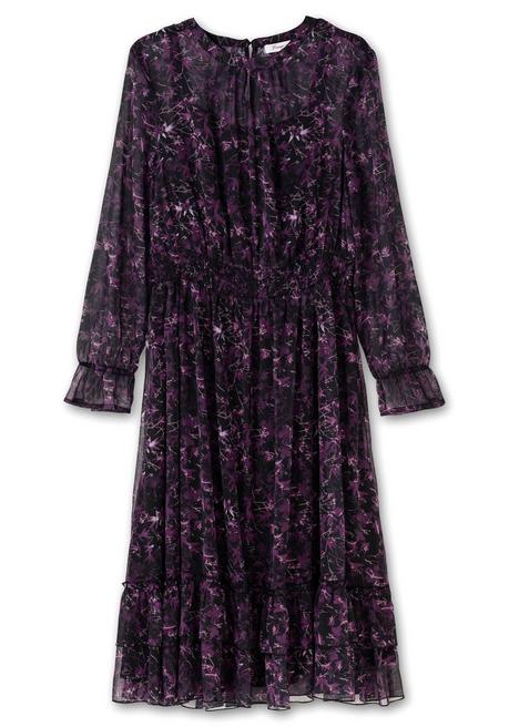 Sheego Chiffonkleid Mit Alloverprint Und Volants - Schwarz Gemustert Sheego