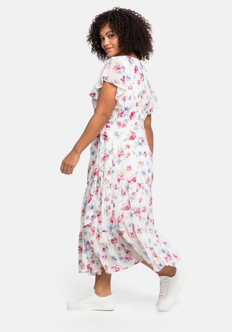 Sheego By Joe Browns Chiffonkleid Mit Blumendruck Und Bindegürtel - Weiß Bedruckt Sheego