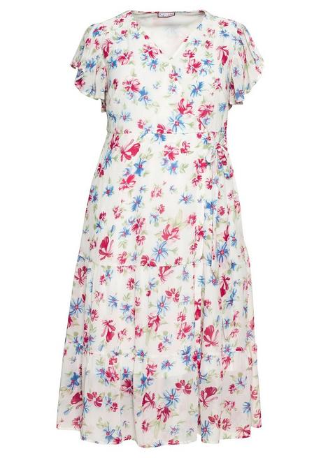 Sheego By Joe Browns Chiffonkleid Mit Blumendruck Und Bindegürtel - Weiß Bedruckt Sheego