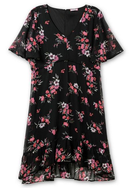 Sheego By Joe Browns Chiffonkleid Mit Blumendruck Und Flügelärmeln - Schwarz Gemustert Sheego
