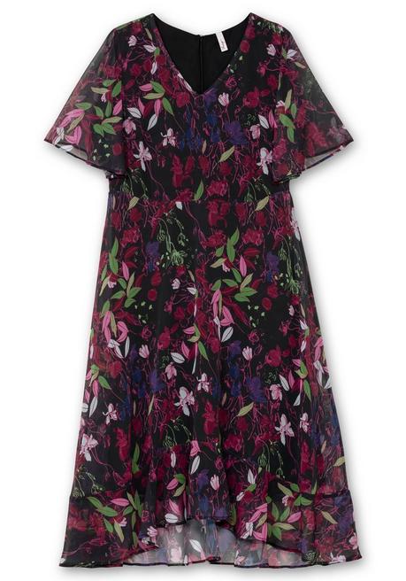 Sheego Chiffonkleid Mit Blumendruck Und Volant Am Saum - Tiefblau Gemustert Sheego