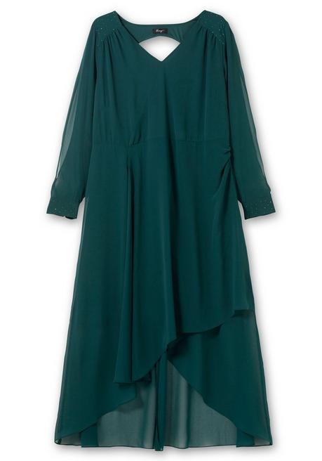 Sheego Chiffonkleid Mit Cut-outs Und Schmucksteinen - Dunkelgrün Sheego