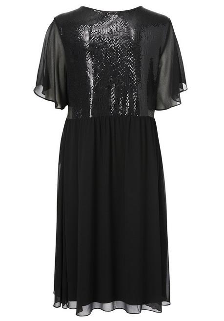 VIA APPIA DUE Chiffonkleid Mit Paillettenoberteil Und Flügelärmeln - Schwarz Sheego