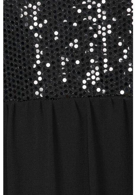 VIA APPIA DUE Chiffonkleid Mit Paillettenoberteil Und Flügelärmeln - Schwarz Sheego