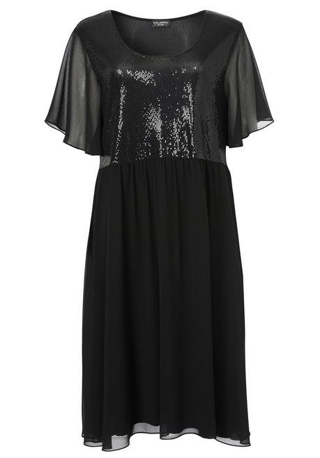 VIA APPIA DUE Chiffonkleid mit Paillettenoberteil und Flügelärmeln - schwarz sheego