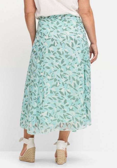 Sheego Chiffonrock Mit Blätterprint, In Maxilänge - Mint Gemustert Sheego
