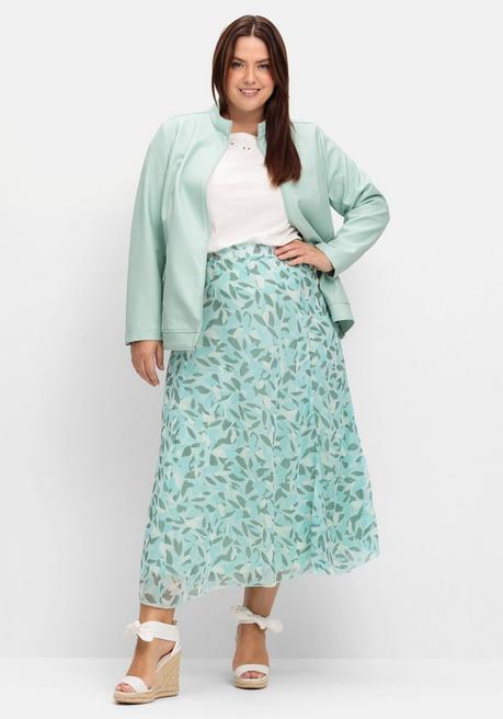 Sheego Chiffonrock Mit Blätterprint, In Maxilänge - Mint Gemustert Sheego