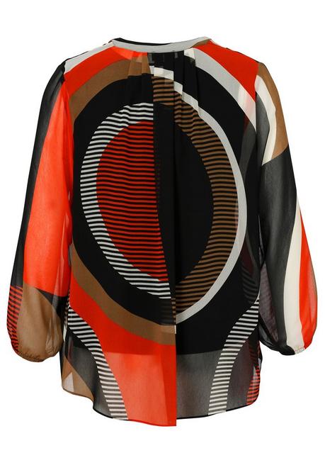 VIA APPIA DUE Chiffontunika Mit Grafikprint Und Zierreißverschluss - Schwarz Gemustert Sheego