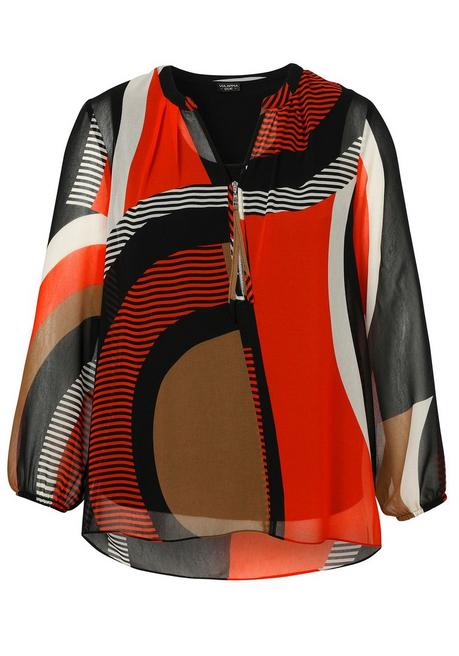 VIA APPIA DUE Chiffontunika mit Grafikprint und Zierreißverschluss - schwarz gemustert sheego