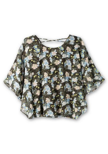 Sheego Chiffontunika Mit Tiefem Rückenausschnitt - Dunkeloliv Gemustert Sheego