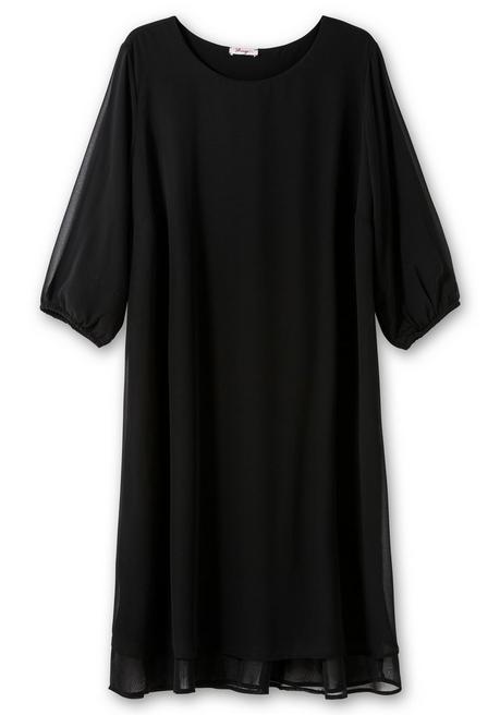 Sheego Cocktailkleid Aus Chiffon, Im Lagenlook - Schwarz Sheego