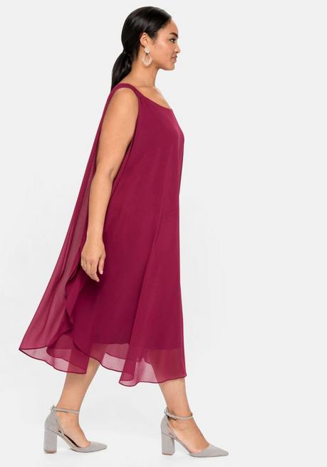 Sheego Cocktailkleid Aus Chiffon, In A-Linie - Himbeere Sheego