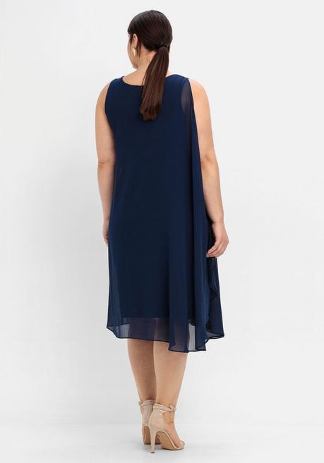 Sheego Cocktailkleid Aus Chiffon, In A-Linie - Marine Sheego