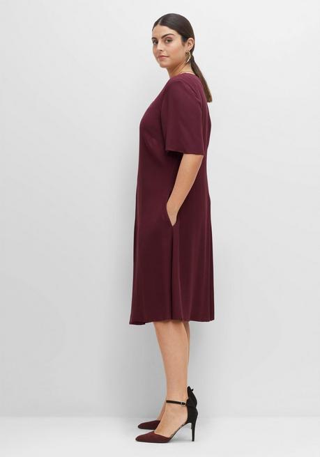 Sheego Cocktailkleid Aus Georgette, Mit Unterkleid - Aubergine Sheego