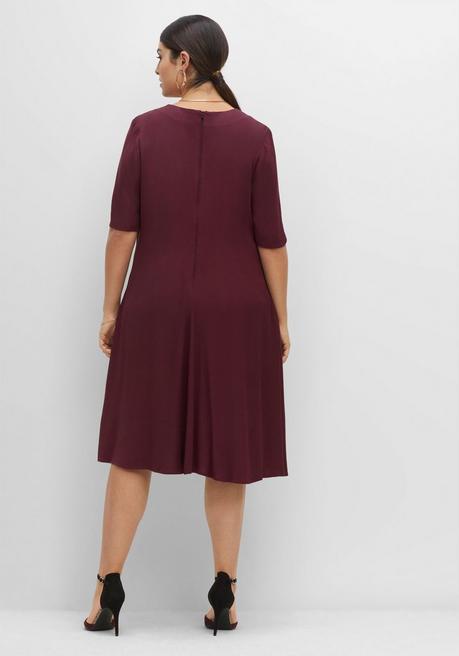 Sheego Cocktailkleid Aus Georgette, Mit Unterkleid - Aubergine Sheego