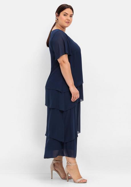 Sheego Cocktailkleid Im Lagenlook Mit Volants - Marine Sheego