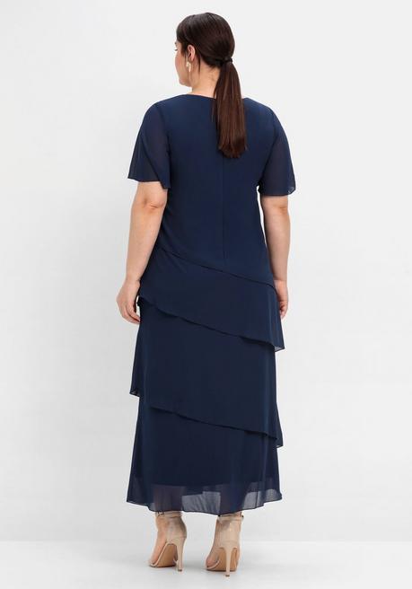 Sheego Cocktailkleid Im Lagenlook Mit Volants - Marine Sheego