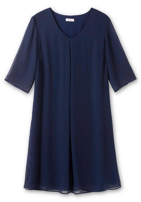 Sheego Cocktailkleid Im Layerlook, Aus Chiffon - Marine Sheego